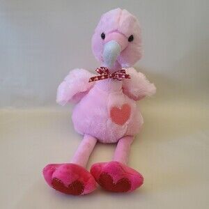 Joann Stores J Bear Pink Flamingo Bird With Hearts Plush Stuffed Toy